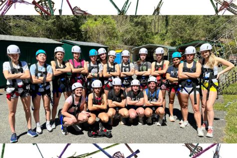 The Strath Haven girls’ varsity lacrosse team at a ropes course in North Carolina. 