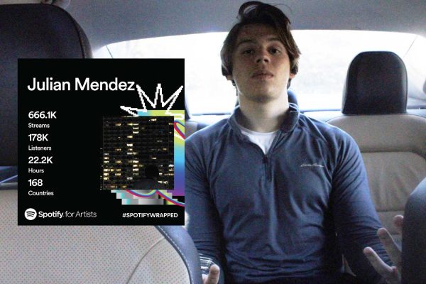 Julian Mendez 24 with a screenshot of his Spotify Wrapped