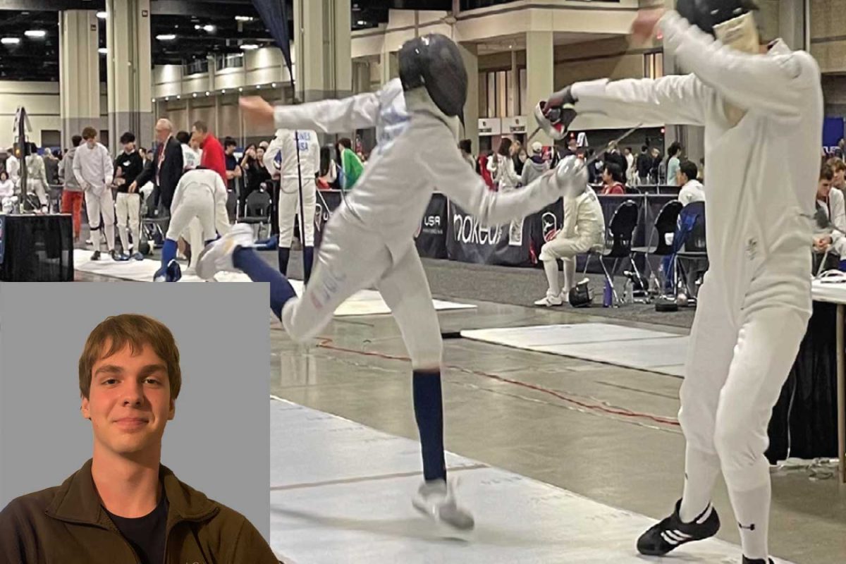 Junior Jacob Jurkech parries an attack with his saber during Junior Olympics on February 17 in Charlotte, North Carolina.
