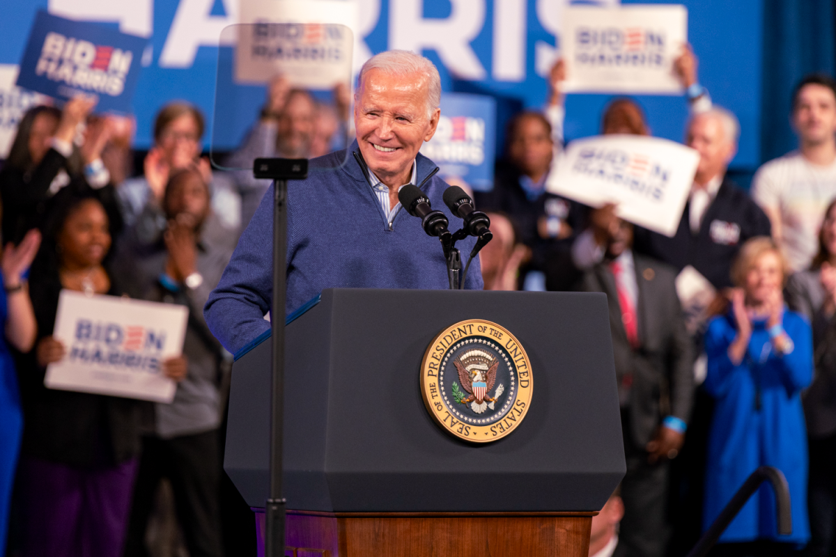 President+Joe+Biden+speaks+at+his+campaign+reelection+event+in+the+gymnasium+at+Strath+Haven+Middle+School+in+Wallingford%2C+PA+on+the+evening+of+March+8.