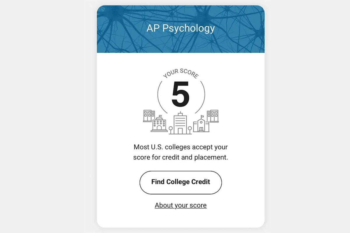The top score of 5 on the AP psychology exam. (Provided by Luci DiBonaventura)