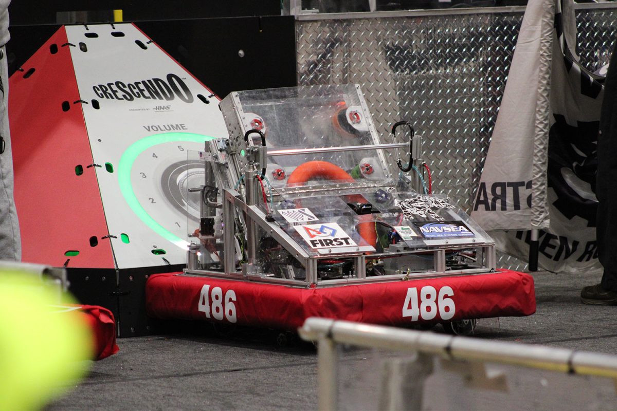 The teams recent robot from the Seneca competition, in which the team competed in before spring break.