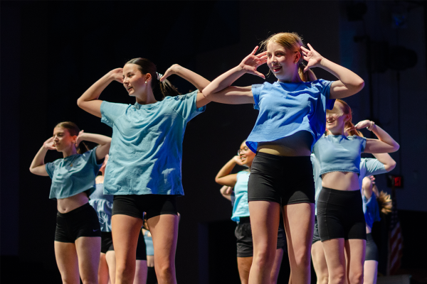 Dance Haven members preform a dance, choreographed by senior Riley McLaughlin, to the song Skate by Silk Sonic as the opening act to the 2024 Dance Haven Spring showcase on Friday, May 3 in the George H. Slick Auditorium.