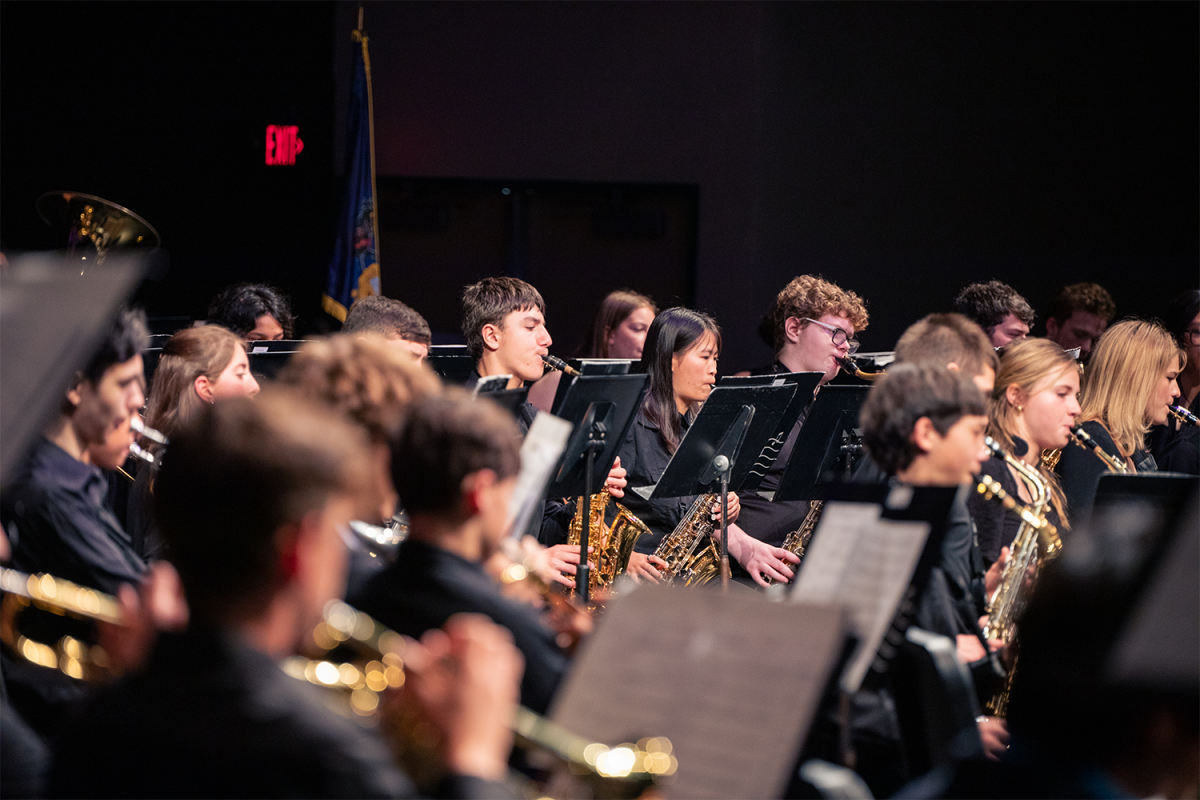 Instrumentalists from the symphonic band perform for an audience of community members on May 15. 