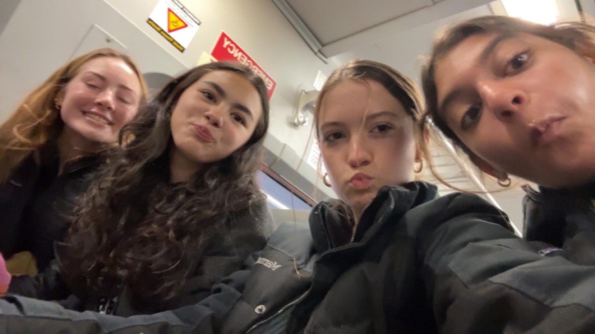 Freshman staffers share a selfie from the SEPTA train.