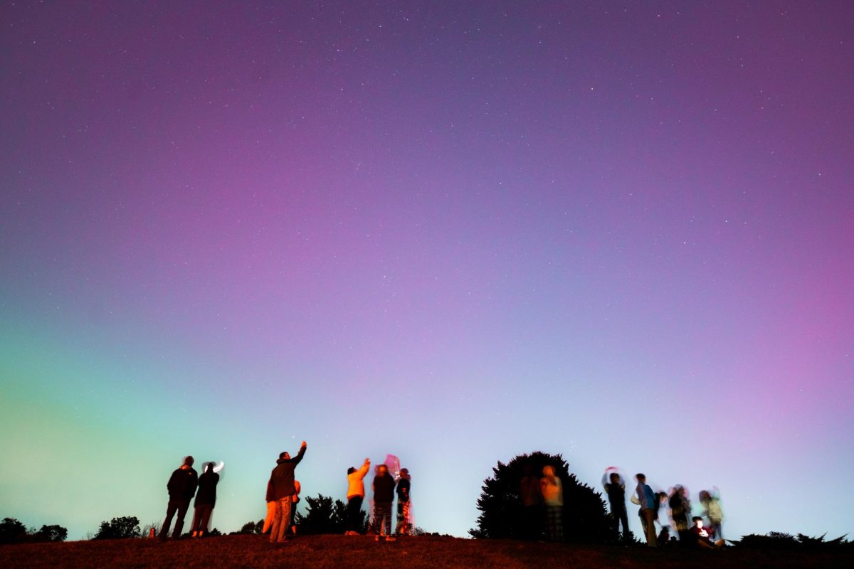 The northern lights shine above Rose Tree Park in Media, PA on October 10, 2024.