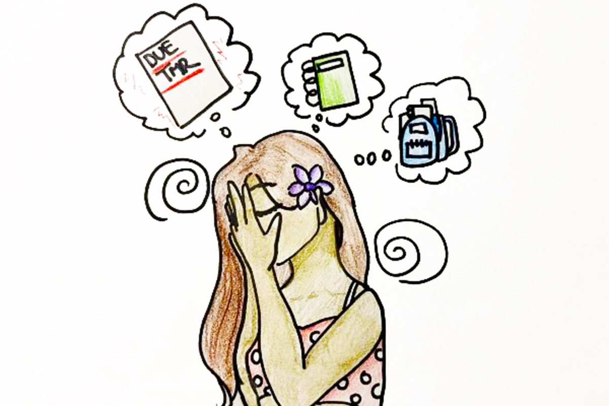 Illustration | Stressed student on spring break.