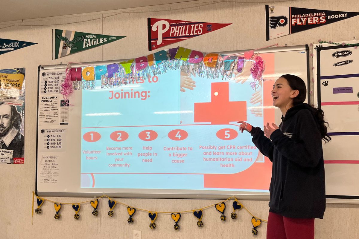 Freshman Fiona Seale presents to the crowd, hoping to gain interest for her new club. Photo provided by Lizzy Deaver