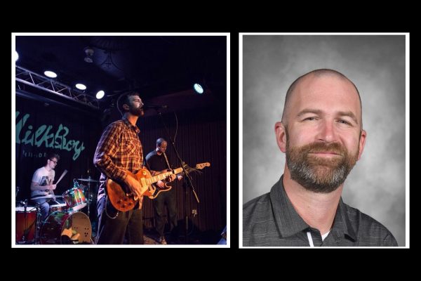 PHOTO ILLUSTRATION: Mr. Pitts plays with his former band, playing the guitar and singing.