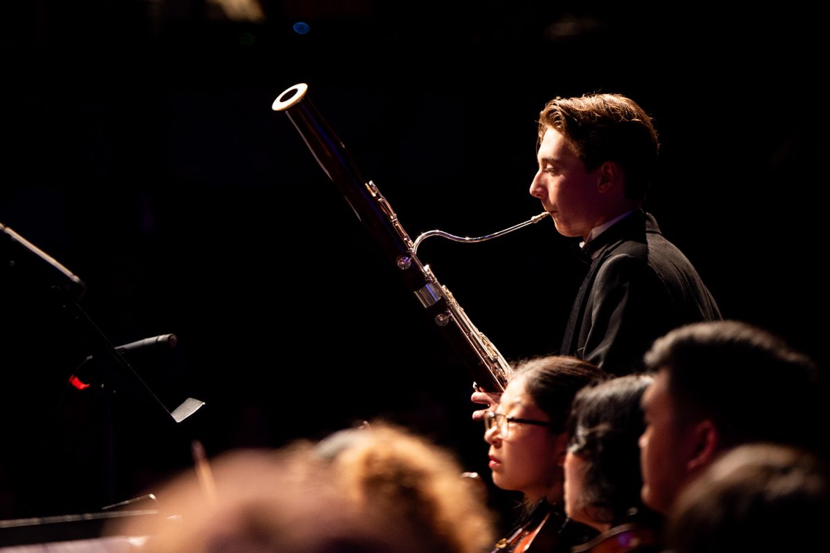 Junior Casper Stockman plays the bassoon during his George Slick recital on Tuesday, June 3.