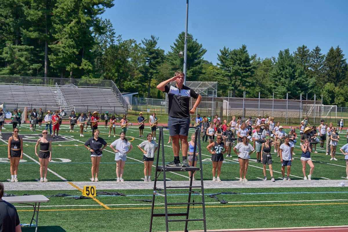 Students wrap up band camp with march off. Occurring annually at the end of band camp, this competition tests their ability to follow marching drill.
