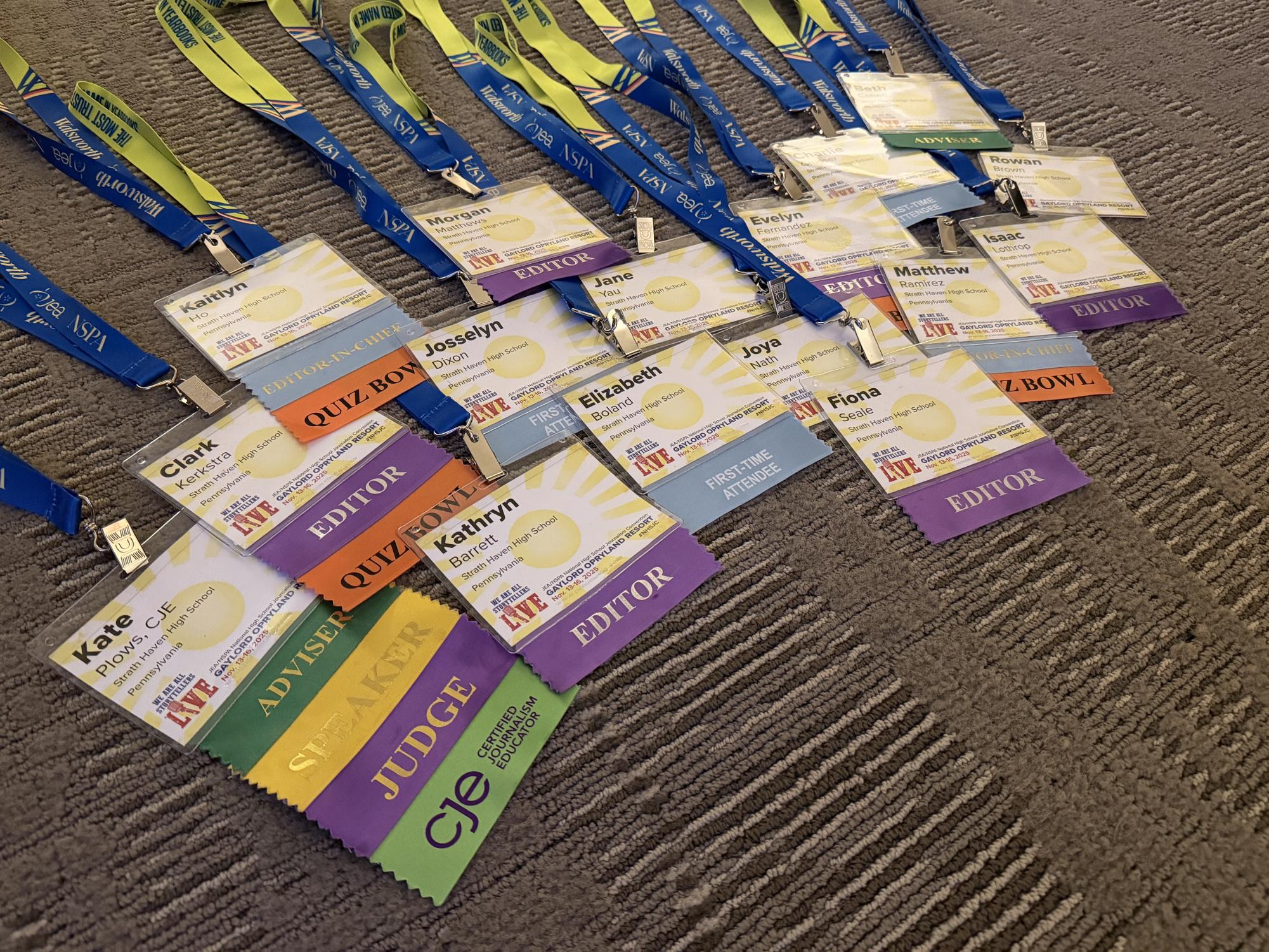 Students collected flags for their ID badges throughout the convention.