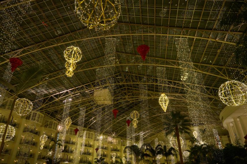 The holiday decorations at the Gaylord Opryland Hotel and Convention Center set the scene for a lively convention.