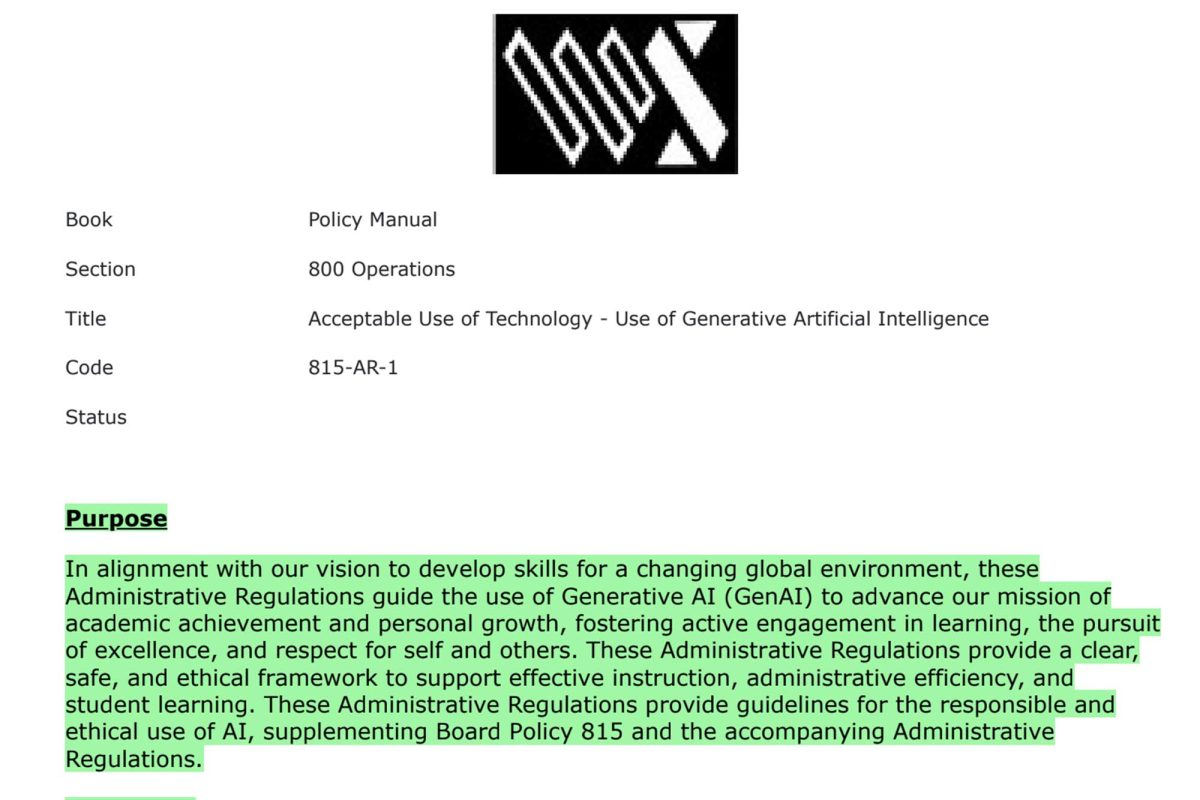 A screenshot of the Policy 815 Administrative Regulations. Read the full policy as presented in our story.