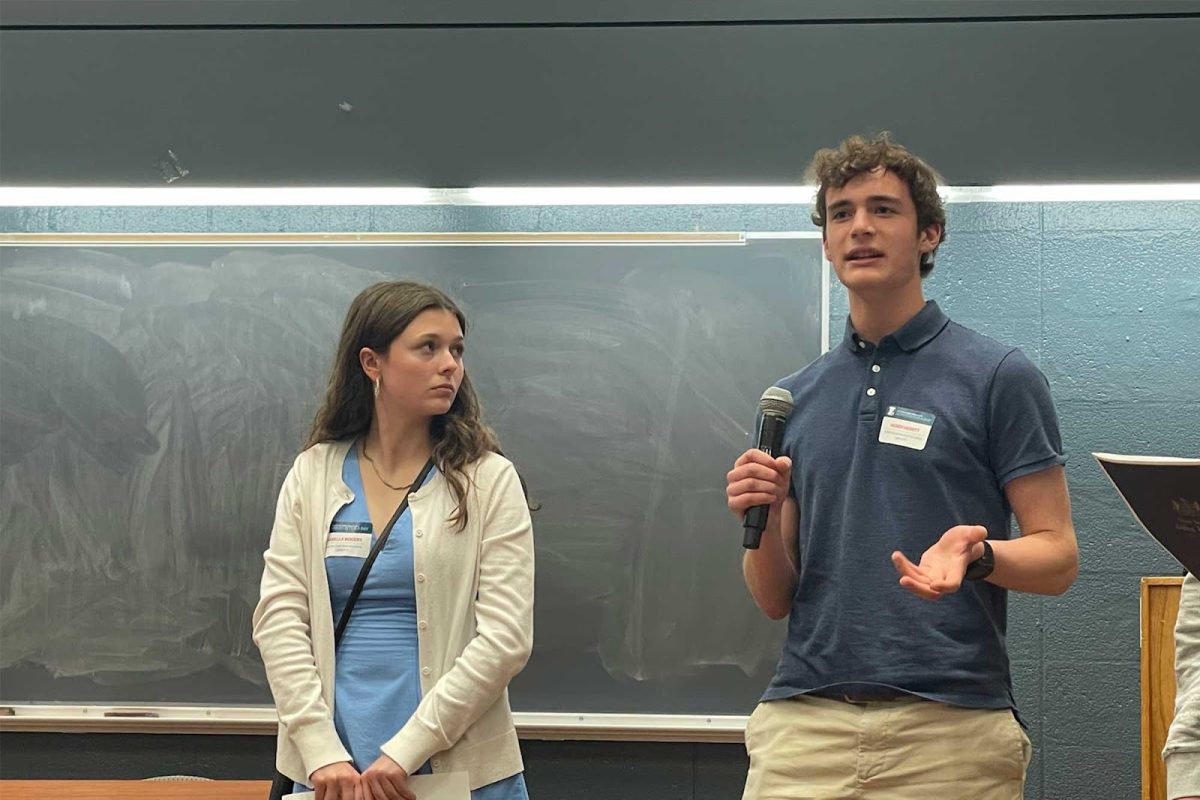 Junior Henry Hewitt presents his case during the debate portion of the Senator for a Day program on March 12, 2026.