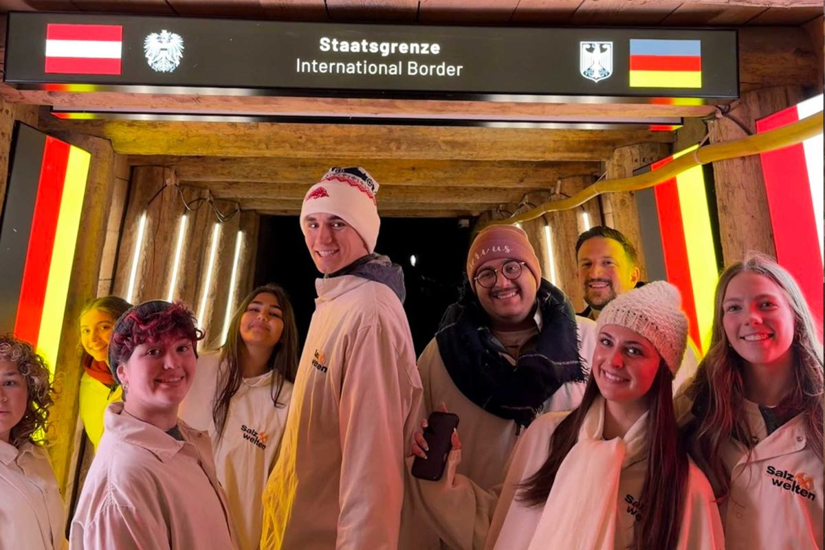 The Strath Haven Silvertones stand at the border of Austria and Germany during their tour of the Salzburg salt mines. The group learned about the mining of salt, as well as its many contributions to Salzburg's wealth and culture.
Photo provided by Ms. Lindsey Reinhard Silva